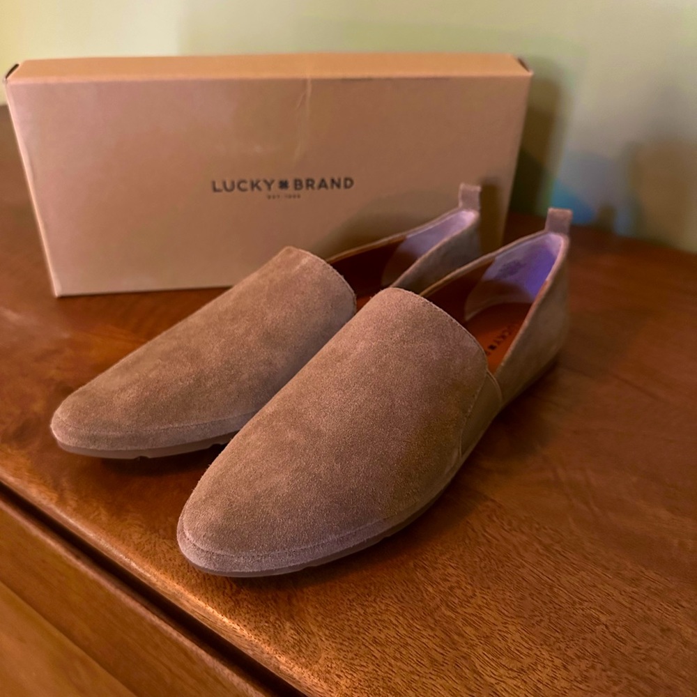 Lucky Brand Loafers, Dark Mushroom, Size 7.5, New With Tags, Original Box